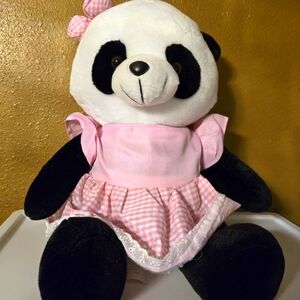 Adorable Pink and Black Panda Plush Toy